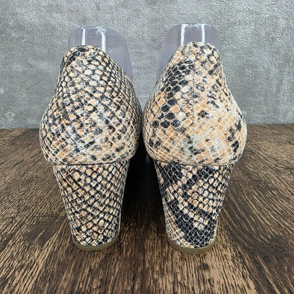 Vionic Antonia Natural Snake Mid Wedge Pumps 11 Black Cream Leather Orthaheel - Picture 7 of 13